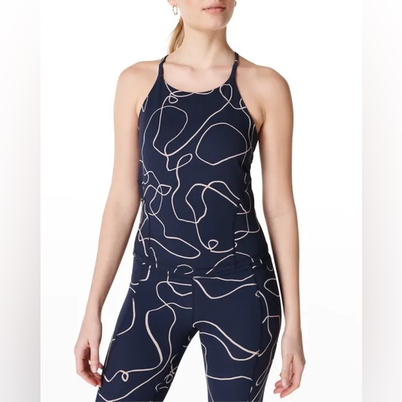 Sweaty Betty Tops - Sweaty Betty Women’s Navy London Active Yoga Shelf Bra Tank Top Size Medium EUC